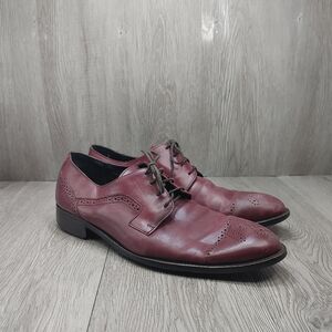 Rochas Oxford Dress Shoes Oxblood Warm Red Brown Perforated Detail EU 41 US 8‎